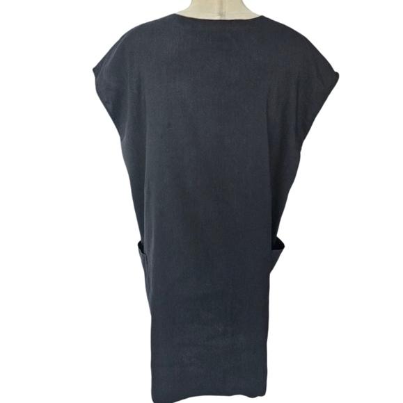 Theory Black V-Neck Concord Crunch Linen  Dolman Sleeve - Picture 5 of 10